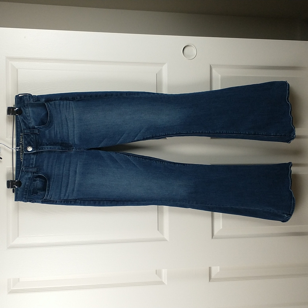 American Eagle High Rise Artist Flare Super Stretch Jeans Womens 10 Long